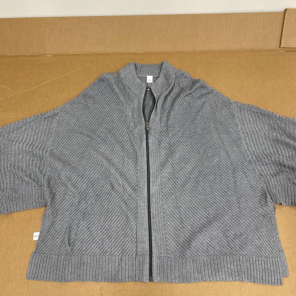 Lululemon Knit Full Zip Sweater Grey Blue Cashmere Blend Cardigan M/L